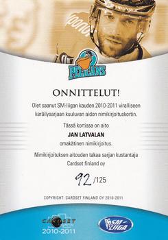 2010-11 Cardset Finland - Signature #NNO Jan Latvala Back