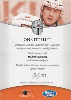2010-11 Cardset Finland - Signature #NNO Marko Tuulola Back