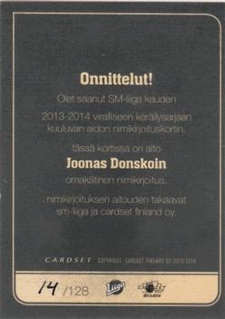 2013-14 Cardset Finland - Signature #NNO Joonas Donskoi Back