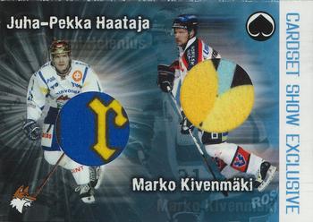 2008-09 Cardset Finland - Show Exclusive Dual Game-Worn Jersey #SE-HK Juha-Pekka Haataja / Marko Kivenmäki Front