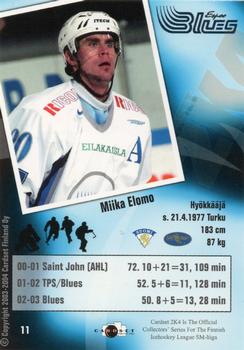 2003-04 Cardset Finland #11 Miika Elomo Back
