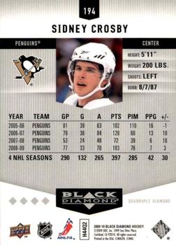 2009-10 Upper Deck Black Diamond #194 Sidney Crosby Back