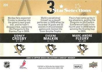 2009-10 Collector's Choice #224 Sidney Crosby / Evgeni Malkin / Marc-Andre Fleury Back
