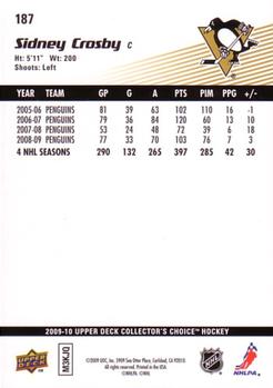 2009-10 Collector's Choice #187 Sidney Crosby Back