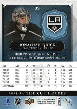 2013-14 Upper Deck The Cup #39 Jonathan Quick Back