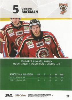 2013-14 SHL Elitset #27 Christian Bäckman Back