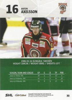 2013-14 SHL Elitset #30 Anton Axelsson Back