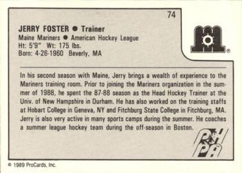 1989-90 ProCards AHL #74 Jerry Foster Back