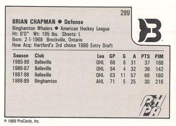 1989-90 ProCards AHL #299 Brian Chapman Back