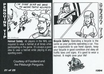 1993-94 Foodland Pittsburgh Penguins #21 Mike Stapleton Back
