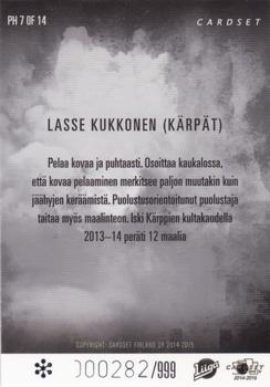 2014-15 Cardset Finland - Play Hard (Limited 999) #PH7 Lasse Kukkonen Back