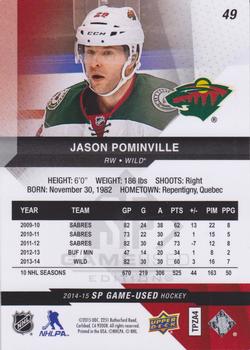 2014-15 SP Game Used #49 Jason Pominville Back