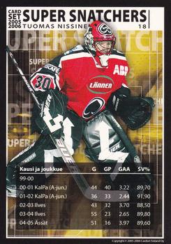 2005-06 Cardset Finland - Super Snatchers #18 Tuomas Nissinen Back