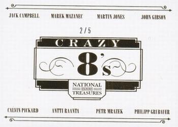 2013-14 Panini National Treasures - Crazy 8's Jerseys Patch #14 John Gibson / Martin Jones / Philipp Grubauer / Antti Raanta / Calvin Pickard / Jack Campbell / Marek Mazanec / Petr Mrazek Back