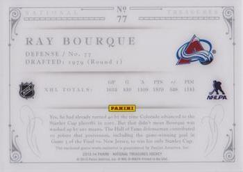 2013-14 Panini National Treasures - Numbers Patch #77 Ray Bourque Back