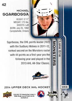 2014 Upper Deck AHL #42 Michael Sgarbossa Back