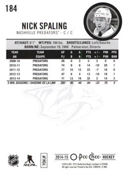 2014-15 O-Pee-Chee - Rainbow #184 Nick Spaling Back