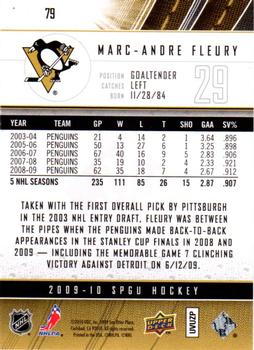 2009-10 SP Game Used #79 Marc-Andre Fleury Back