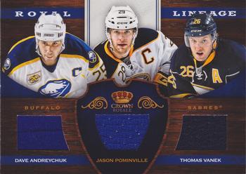 2012-13 Panini Rookie Anthology - Crown Royale Royal Lineage #RL-BUF Dave Andreychuk / Jason Pominville / Thomas Vanek Front