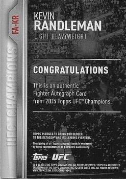 2015 Topps UFC Champions - Autographs Red #FA-KR Kevin Randleman Back