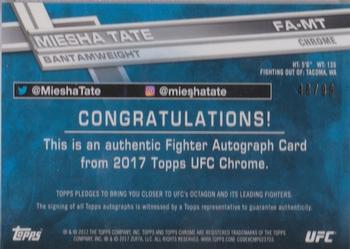 2017 Topps Chrome UFC - Fighter Autographs Green Refractor #FA-MT Miesha Tate Back
