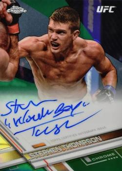 2017 Topps Chrome UFC - Fighter Autographs Green Refractor #FA-ST Stephen Thompson Front