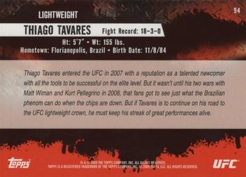 2009 Topps UFC Round 2 - Gold #94 Thiago Tavares Back