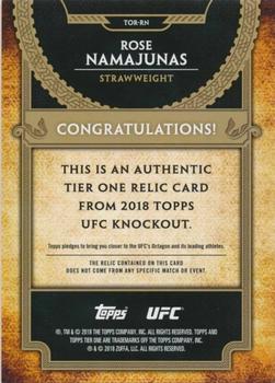 2018 Topps UFC Knockout - Tier One Relics Purple #TOR-RN Rose Namajunas Back