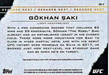 2020 Topps UFC - Decade’s Next #DN-5 Gökhan Saki Back