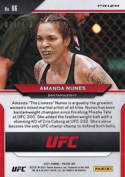 2021 Panini Prizm UFC - Red Prizms #66 Amanda Nunes Back