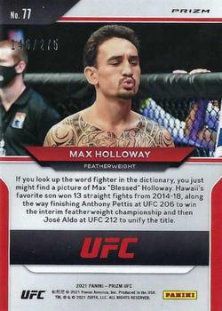 2021 Panini Prizm UFC - Red Prizms #77 Max Holloway Back