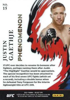 2021 Panini Select UFC - Phenomenon #15 Justin Gaethje Back