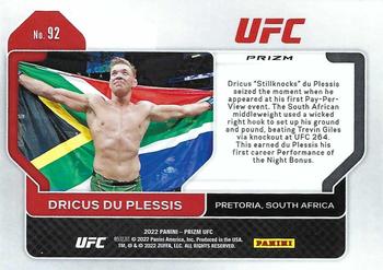 2022 Panini Prizm UFC - Hyper #92 Dricus du Plessis  Back