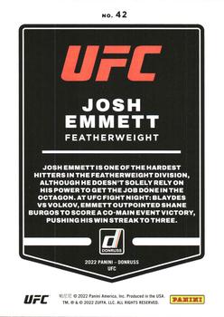 2022 Donruss UFC - Holo Orange Laser #42 Josh Emmett Back