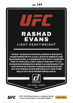 2022 Donruss UFC - Holo Orange Laser #145 Rashad Evans Back