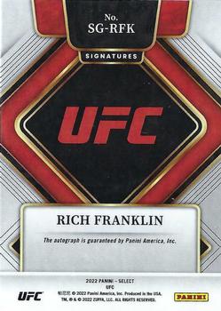 2022 Panini Select UFC - Signatures #SG-RFK Rich Franklin Back