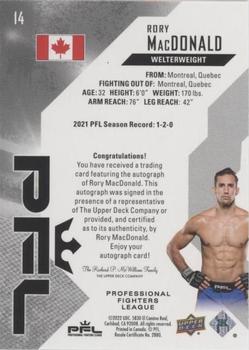 2022 Upper Deck PFL Professional Fighters League - Autographs #14 Rory MacDonald Back