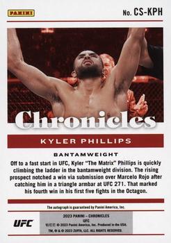2023 Panini Chronicles UFC - Chronicles Signatures Blue #CS-KPH Kyler Phillips Back