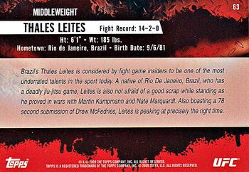 2009 Topps UFC Round 2 #63 Thales Leites Back