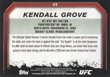 2011 Topps UFC Moment of Truth #93 Kendall Grove Back