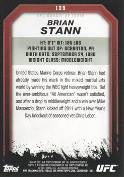 2011 Topps UFC Moment of Truth #139 Brian Stann Back