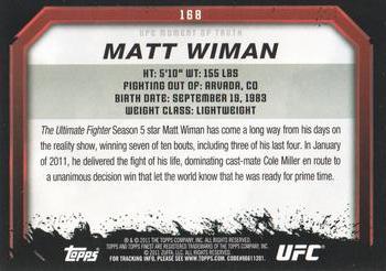2011 Topps UFC Moment of Truth #168 Matt Wiman Back