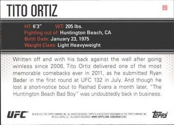 2012 Topps UFC Knockout #89 Tito Ortiz Back