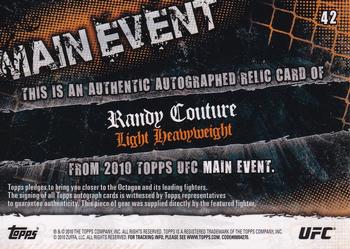 2010 Topps UFC Main Event - Autograph Relics #42 Randy Couture Back