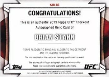 2013 Topps UFC Knockout - Fighter Relics Autographs #KAR-BS Brian Stann Back