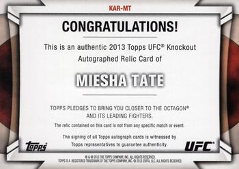 2013 Topps UFC Knockout - Fighter Relics Autographs #KAR-MT Miesha Tate Back