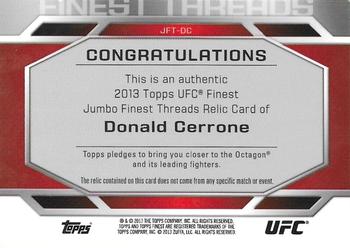 2013 Finest UFC - Finest Threads Jumbo Fighter Relics Refractors Gold #JFT-DC Donald Cerrone Back