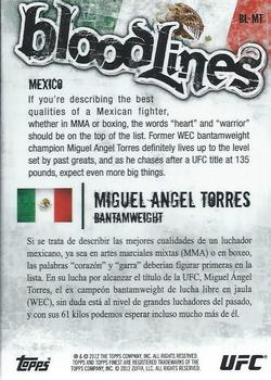 2012 Finest UFC - Bloodlines #BL-MT Miguel Angel Torres Back