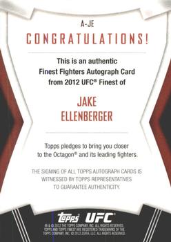 2012 Finest UFC - Autographs #A-JE Jake Ellenberger Back