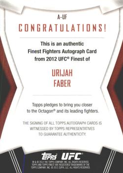 2012 Finest UFC - Autographs #A-UF Urijah Faber Back